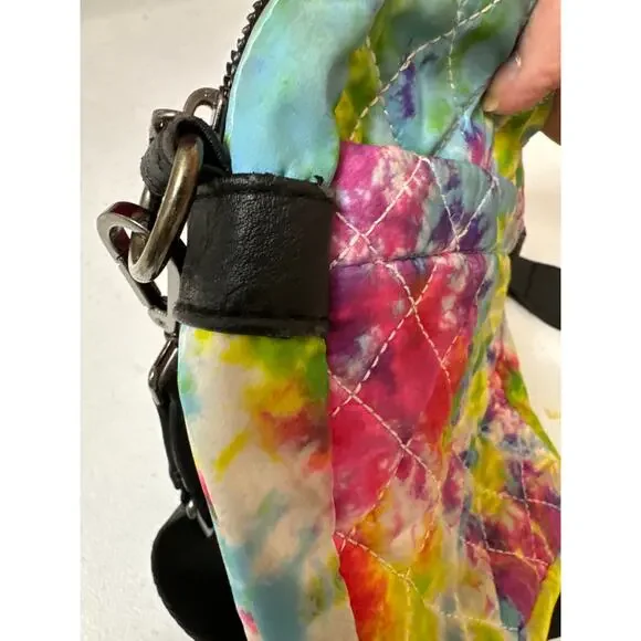 Steve Madden Tie Dye Bright Multicolored Quilted Nylon Crossbody Shoulder Bag - Picture 9 of 9
